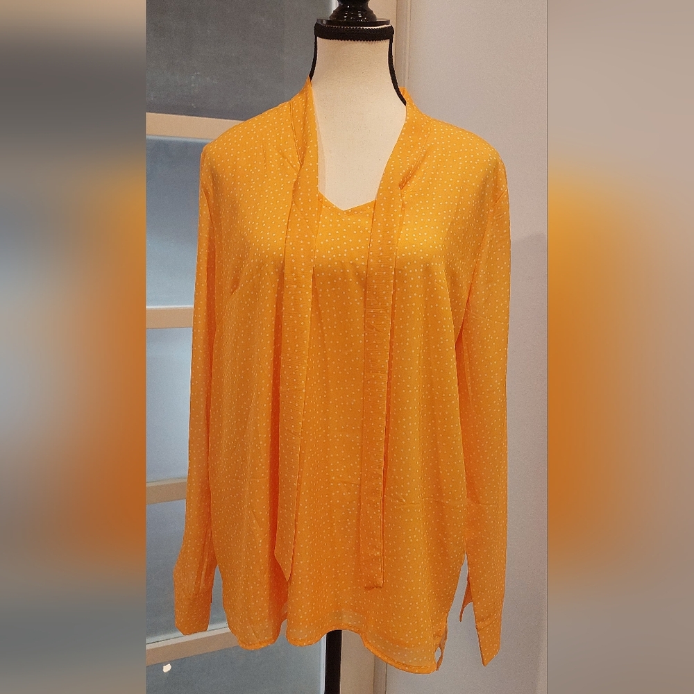 Acevog Golden Yellow Blouse with White Dots